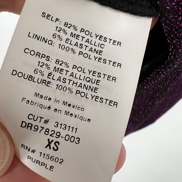 Lush Purple Metallic Drape Neck Bodycon Dress Size XS NWOT - Picture 8 of 10